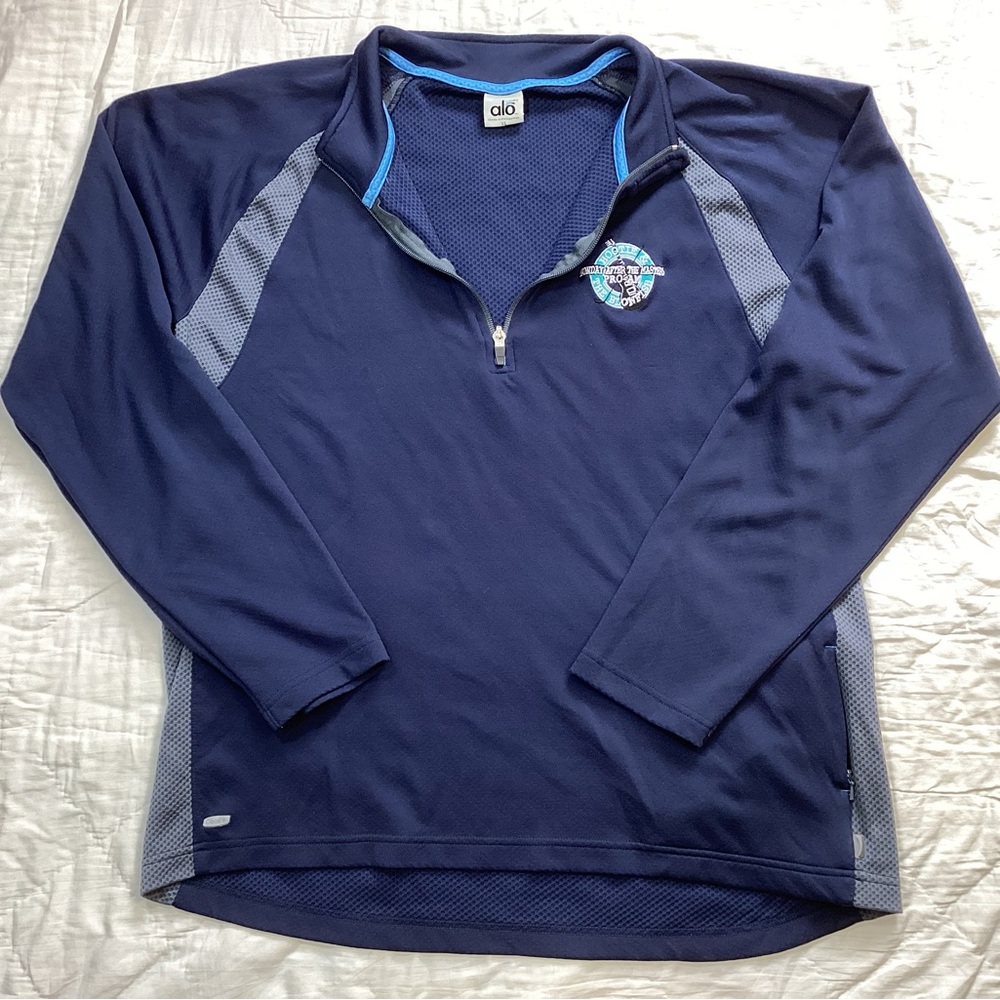 Mens ALO CoolFit 1/4 Zip‎ Pullover Shirt Navy XL Hootie and the Blowfish